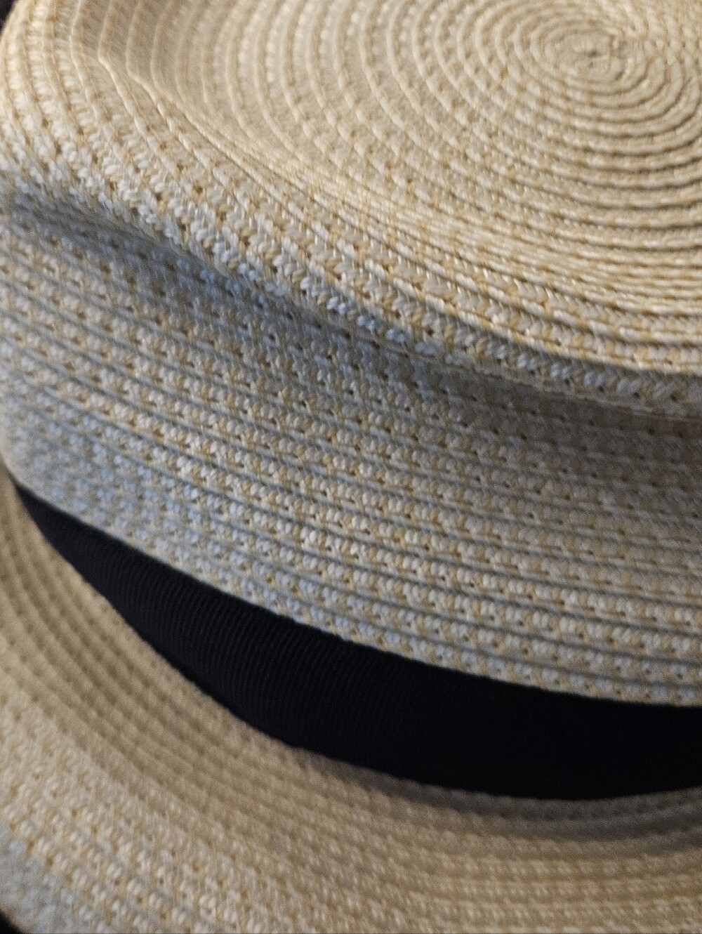Eric Javits Cream Straw Trilby with Black Band - Picture 4 of 4